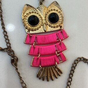 Vintage Boho Owl, Metal on Extra Long Chain